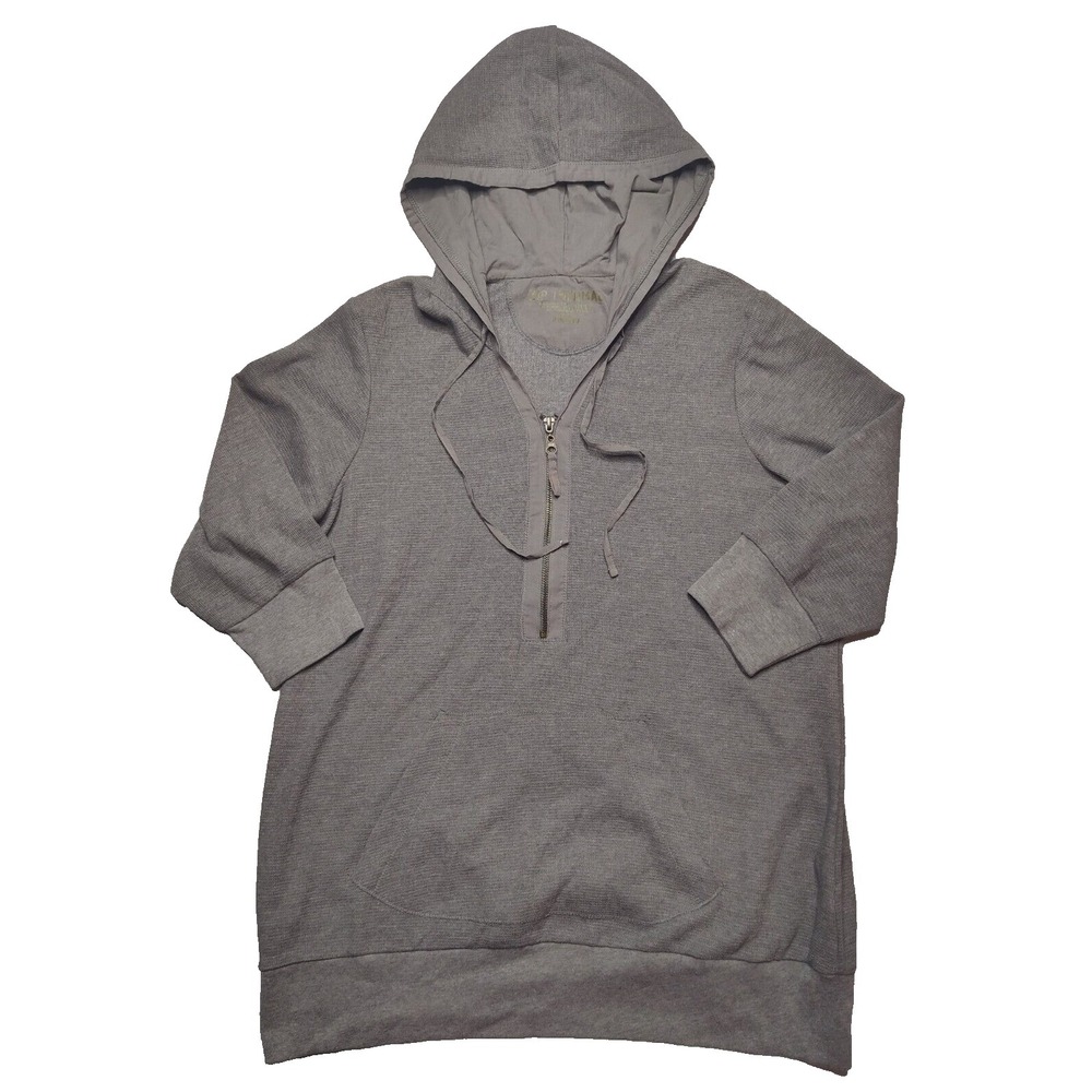 AVENUE Women Size 14/16‎ Gray 1/2 Zip + 3/4 Sleeve Thermal Hoodie NEW